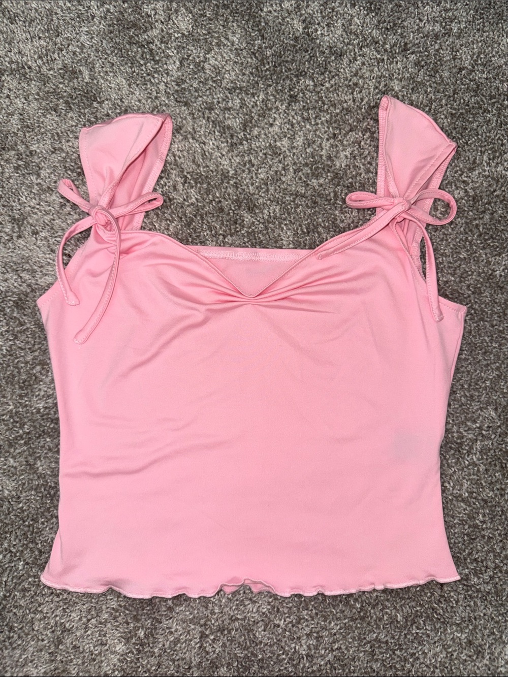 Cider Pink Bow Tie-Shoulder Sweetheart Tank Top- Women’s